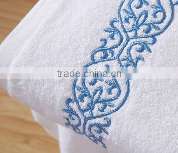 Popular 5 hotel star solid color dobby 100% cotton hotel bath towel set made in China