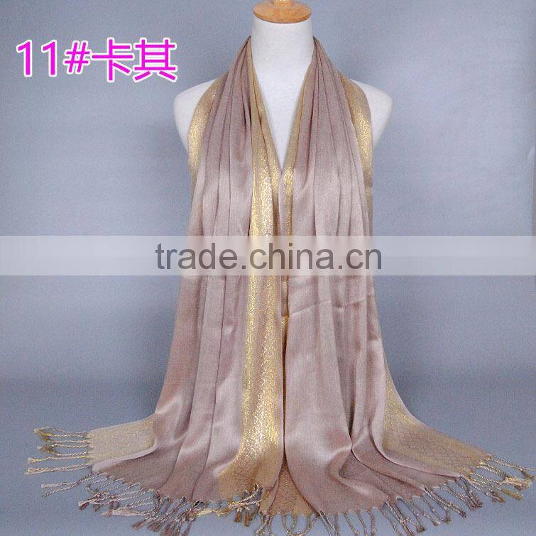 shiny long tassel muslim scarf/16 color muslim tassel scarf/islamic hot sell women hijab