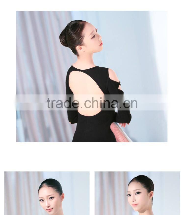 Women Ballet Bodysuit Ballet Leotards Ballerina Black Gymnastics Leotards Hollow Sleeve