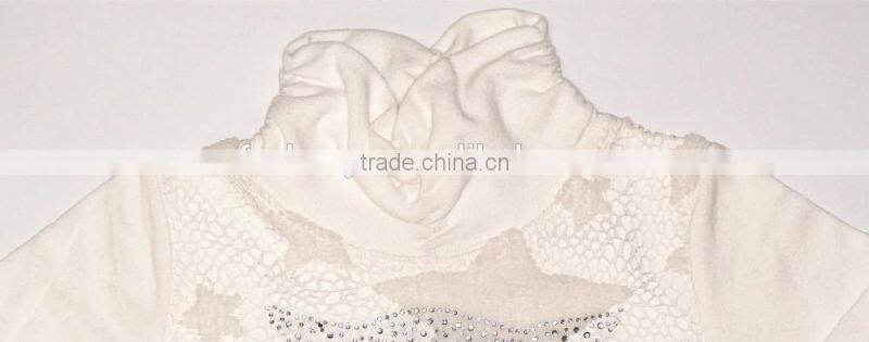 Breathable Lace Star Embroider Turtleneck Long Sleeve Kids Shirt