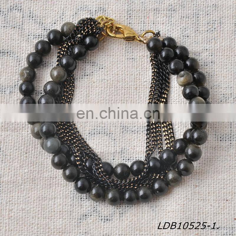 Sequin green agate chip stretch bracelet