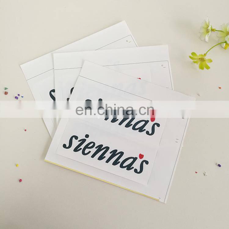 China manufacturer die cut adhesive sticker paper label name stickers
