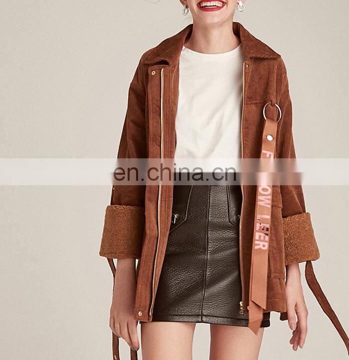 Hot Sale Fashion Women Corduroy Windbreaker Jacket Coat