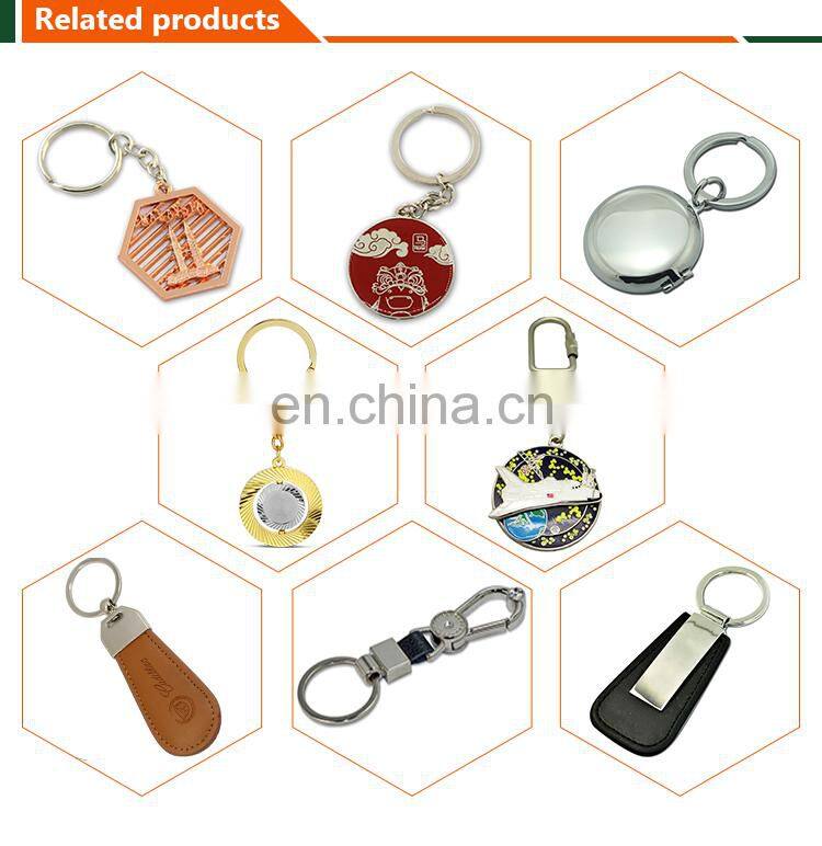 Custom own logo double sided metal souvenir keychain glitter