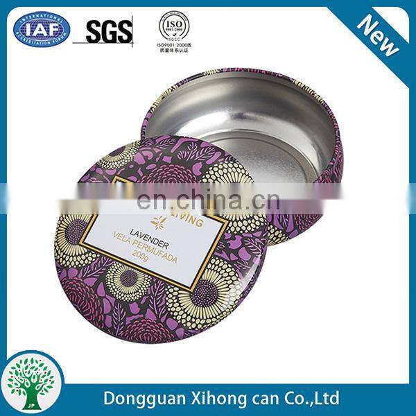 wholesale custom printed emboss small round new scented soy candle tin box