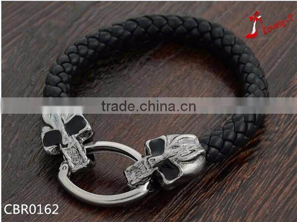 8mm men snakeskin leather oval hasp alloy dragon head bracelet