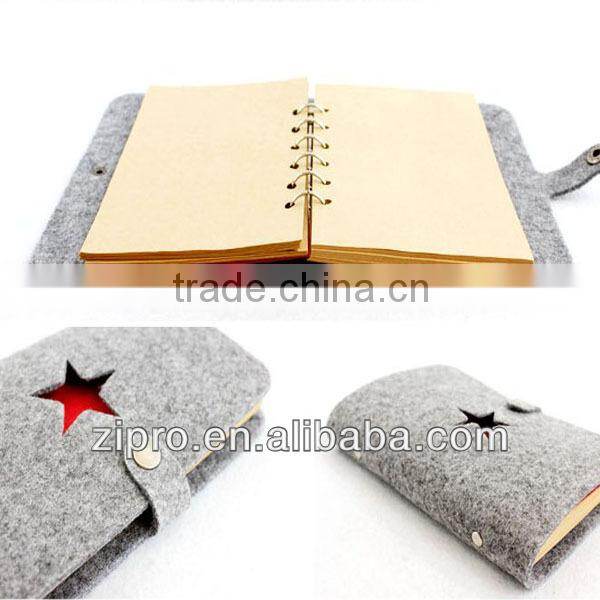 loose-leaf binder spiral notebook high qulaity wool notebook Multicolor cover with button notebook wooden free paper