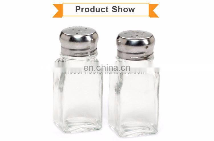 85ml Square Glass Bottle Salt Pepper Shaker With Metal Lid