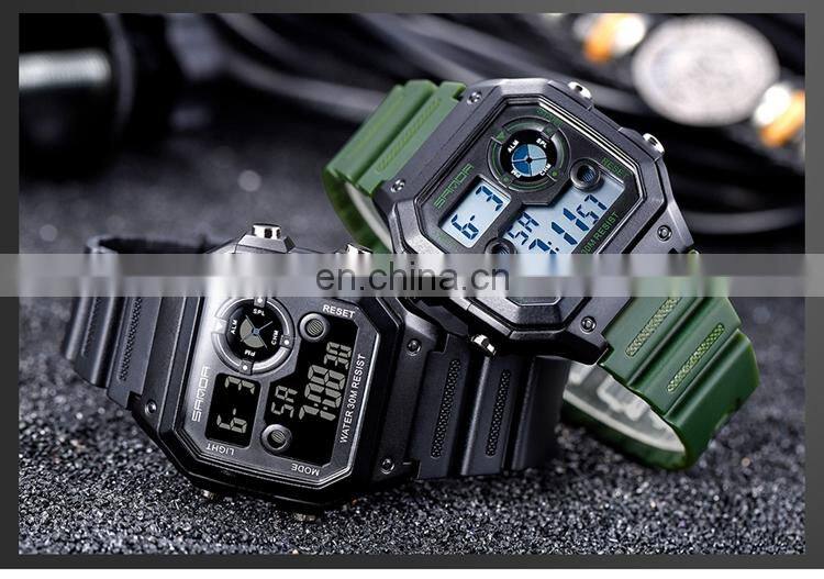 SANDA 418 Latest Men Digital Sport Watches Silicon Watch Band Stopwatch Back Light Time Showed Boys Digital Watch