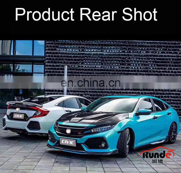 Runde PP Material Body Kit With Front Rear Bumper Grille Side Skirt Spoiler For 2016-2019 Honda Civic 10th Generation Bodykit