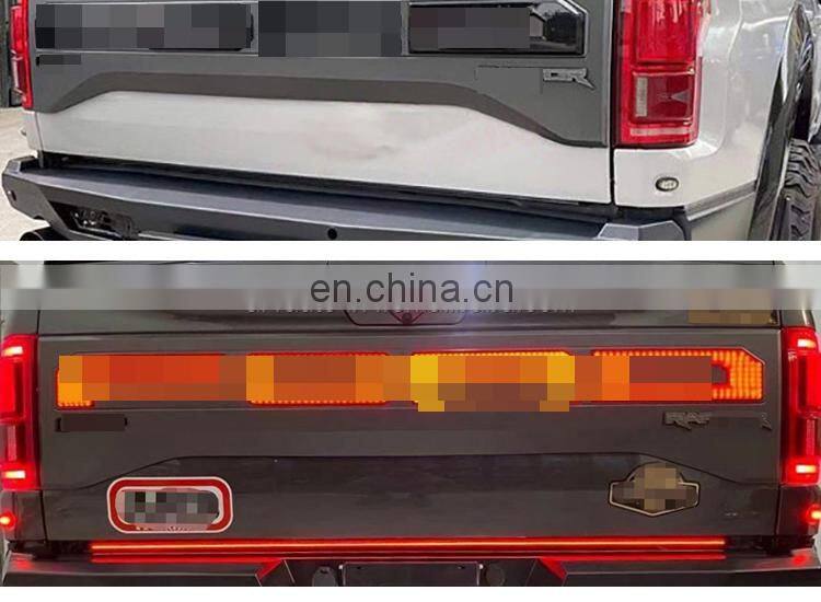 2018+ Tailgate Panel Application For F150 F-150 ABS Plastic Black Applique Trim Panel WIth LED