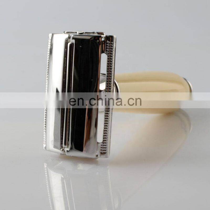 New Design Butterfly skincare shaving white private Double edge resin handle shaving metal safety resoire rasoio barba razor