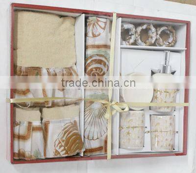 100% polyester bathroom set with ceramics accessary