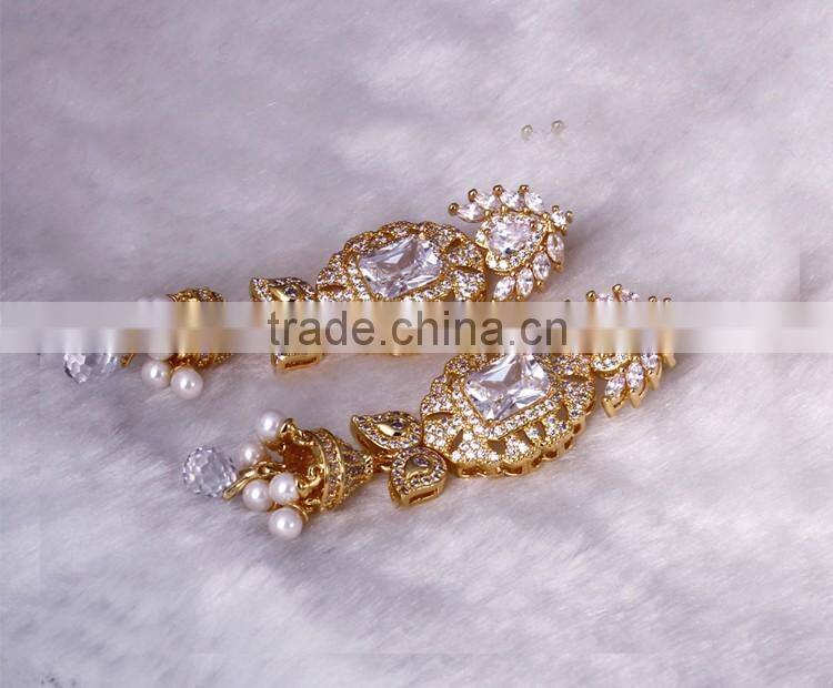 Newest Trending Item African Look Wedding Luxury Set CZ Pearl Jewelry Set