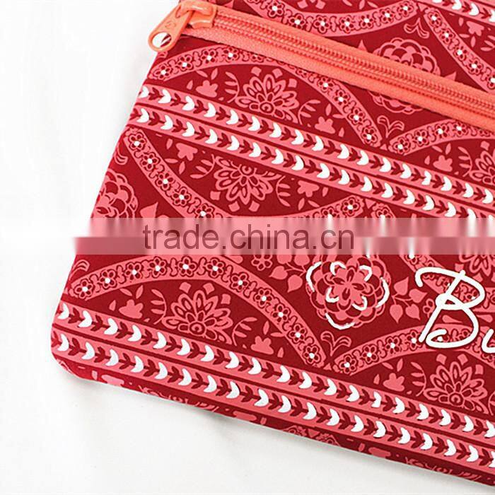 large nice two pockets neoprene pencil case