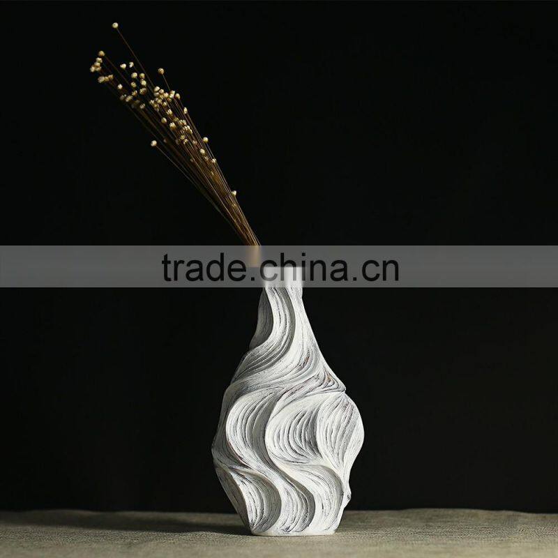 Jiayi abstract thread narrow mouth vase floor vase white minimalist atmosphere fine resin craft Home Decoration