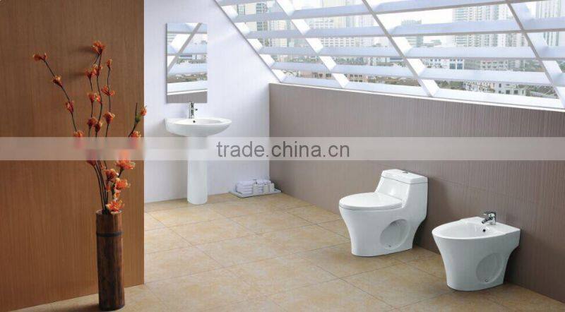 WC-1020 One-Piece S-Trap Toilet with Geberit or R&T Flush Valve & Soft Closer Seat Cover Ramp Down, Water Closet Toilet Bowl