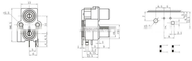 2 holes ISO RCA TV Jack connector