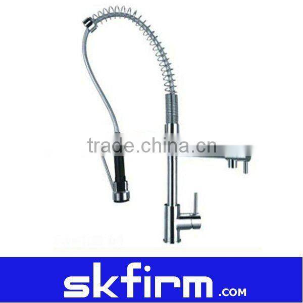 New Dual Pull Out Spray Spout Kitchen Faucet Chrome Mixer Tap