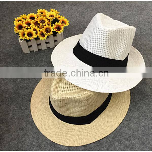 Promotion cheap plain wholesale straw cowboy hats ladies straw hats Beach shading Unisex cowboy straw hat