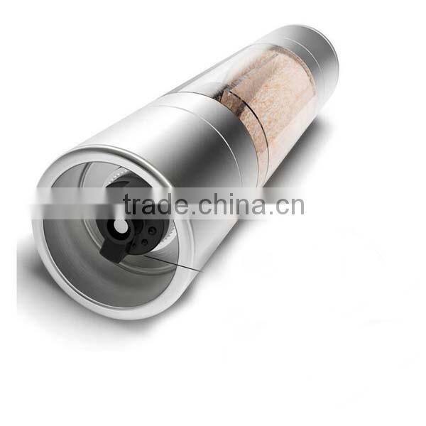 High quality double end mill salt and pepper grinder brushed tainless steel Salt & Pepper Mill Set 2 in 1,manual coffee grinder