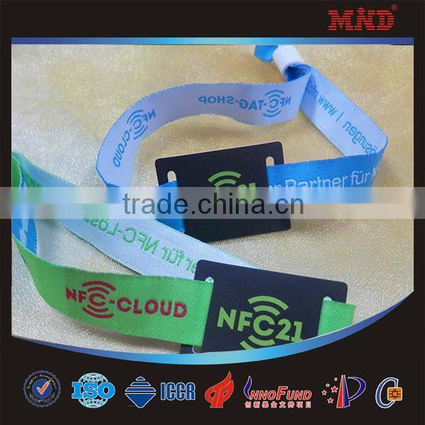 MDW204 Custom Design One Time Use Disposable NFC Woven RFID Wristband for Event