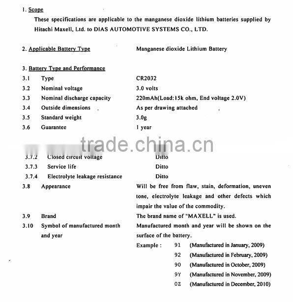 Maxell blister card Maxell CR2032 3V button cell for watch/calculator