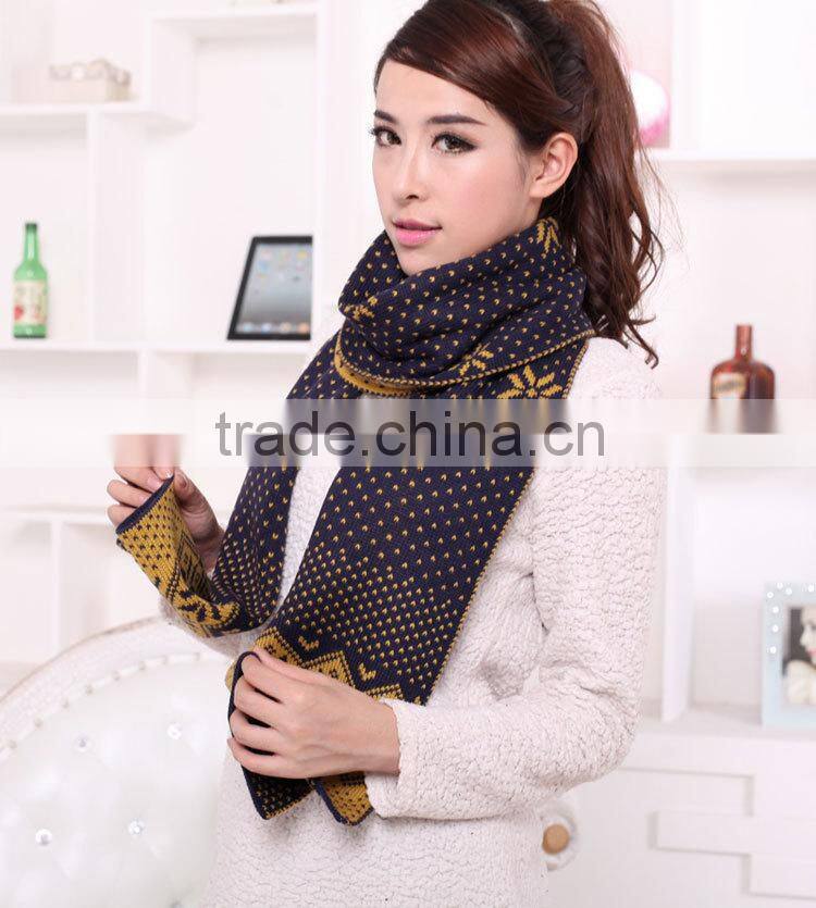 Winter Fashion Snowflake Knitted Women Wool Scarf
