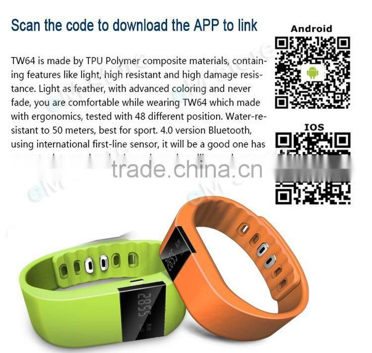 Hot OLED Screen TW64 Smart Wristband Bluetooth Sport Wristband Sleep Monitoring Fitness Tracker