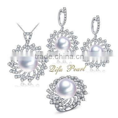 2015 NEW Arrival Rani Haar Jewelry Set Southsea Pearl 18 Carat White Gold Real Natural Pearl Fashion Jewery Set