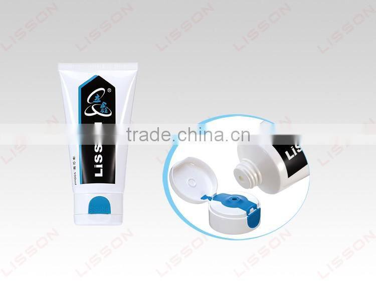 sun cream round cosmetic plastic tube with Double Color Press Flip-top Cap