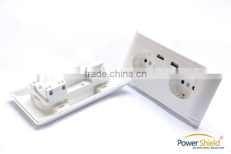 Hot sales Type F Germany Deutschland 2 AC power supply + 2 daul USB Schuko Steckdose 250V 16A with CE