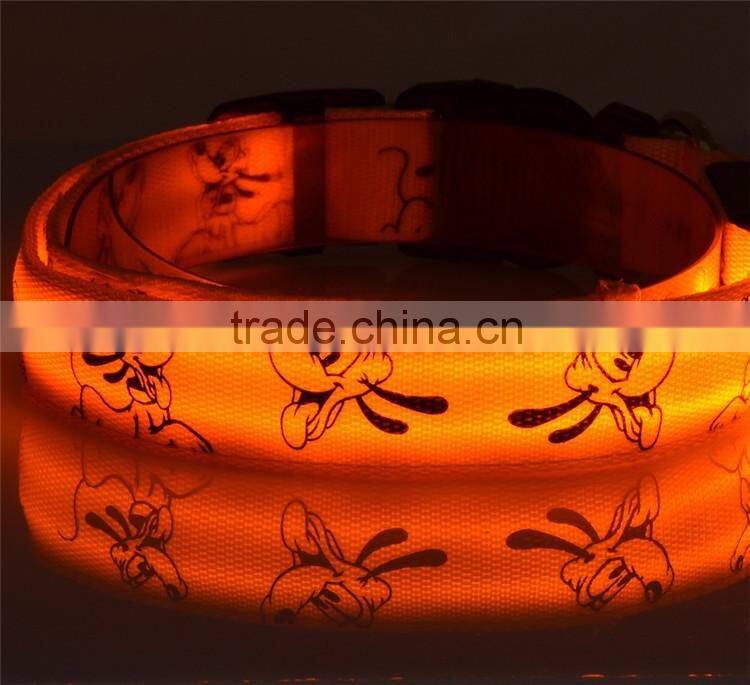 Cute Cartoon Dog LED Nylon Pet Dog Cat Collar Night Safety LED Light-up Flashing Glow in the Dark Lighted Dog Collars