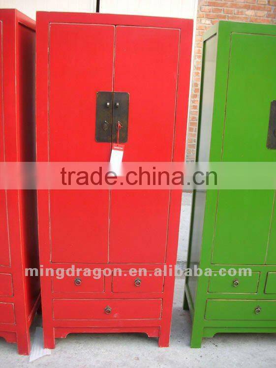 Chinese antique furniture pine wood black/green/purple/blue/red Beijing Three Drawer Two Door Cabinet