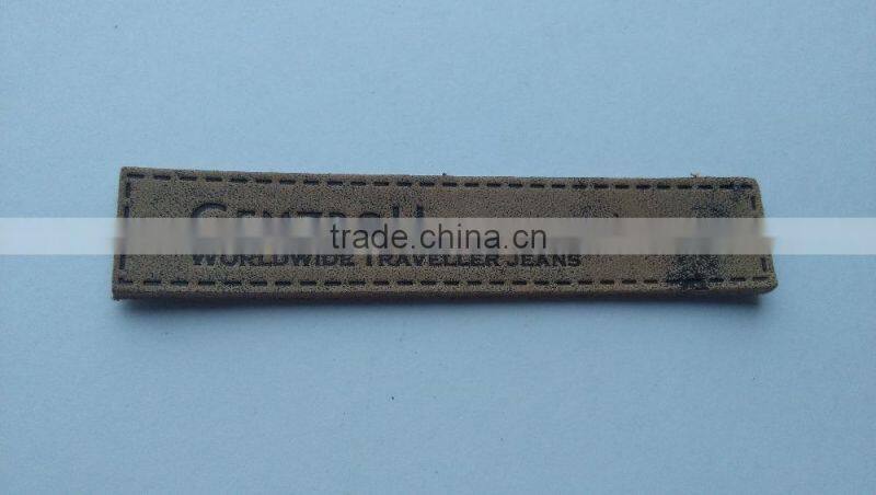 custom good quality leather embossing patch for clothing