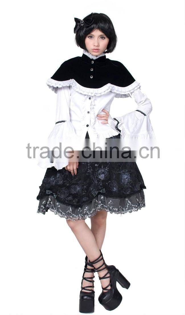 LY-018 unique black and white lolita Janpanese cosplay sweet grils shawl