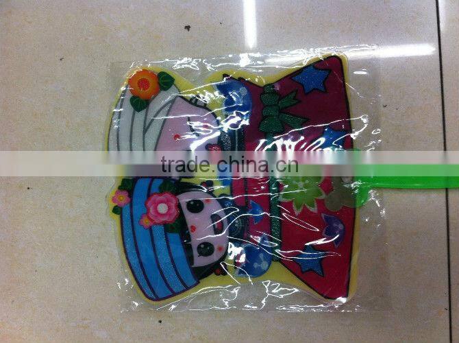 decorative hand fans with cartoon pink cat