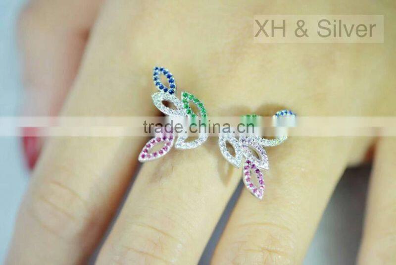 Factory direct wholesale silver jewelry black plated flower rings