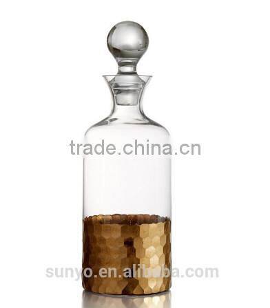 2015 new design Leadfree crystal high quality flower red Wine decanter set