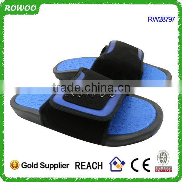 Red Leather Mens PU Leather Slide Sandals