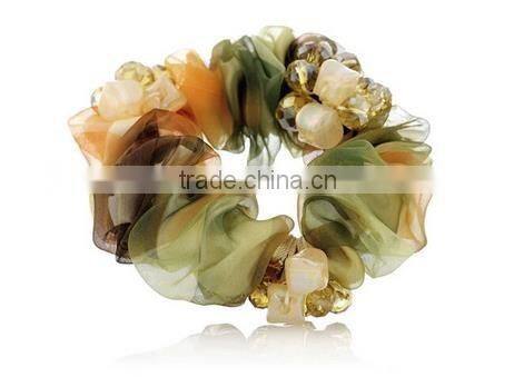 lace print korean elegant bead handmade scrunchy