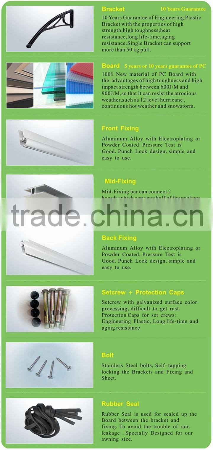 10 Years Warranty High Quality UV Protection Waterproof Polycarbonate Rain Cover Tent