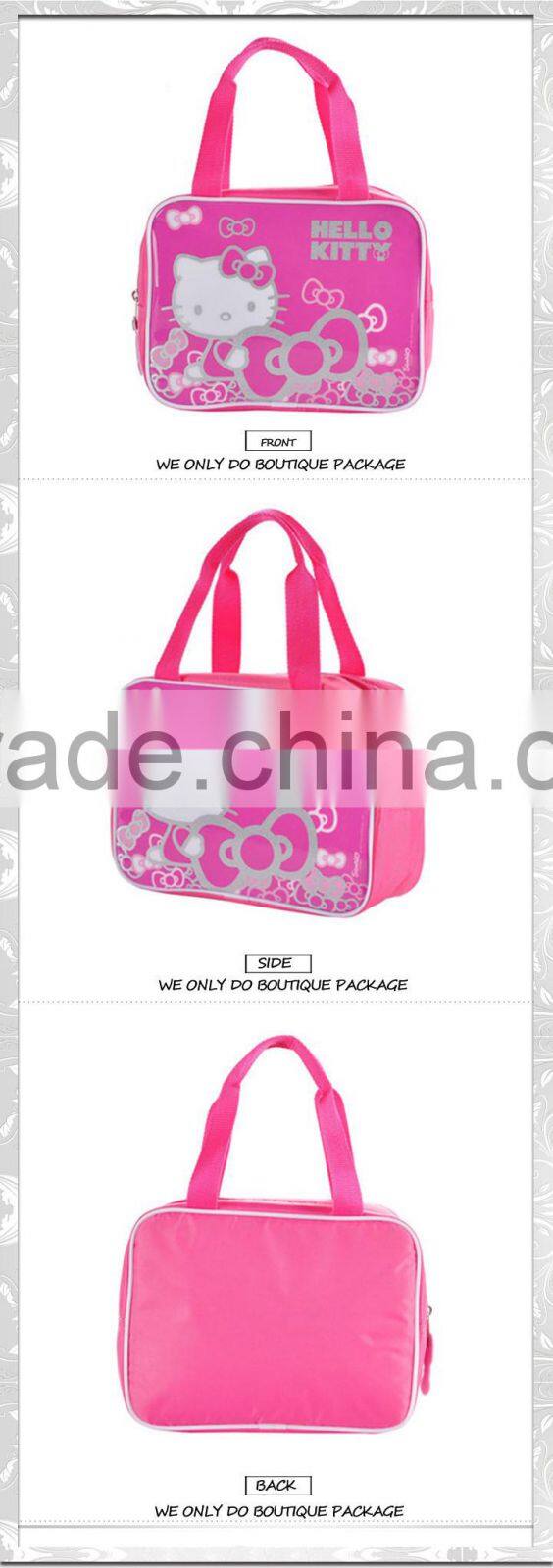 Polyester handle cute hello kitty cooler bag