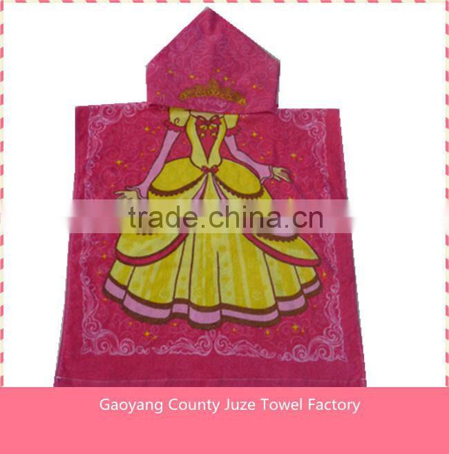 100% cotton poncho hooded towel for children
