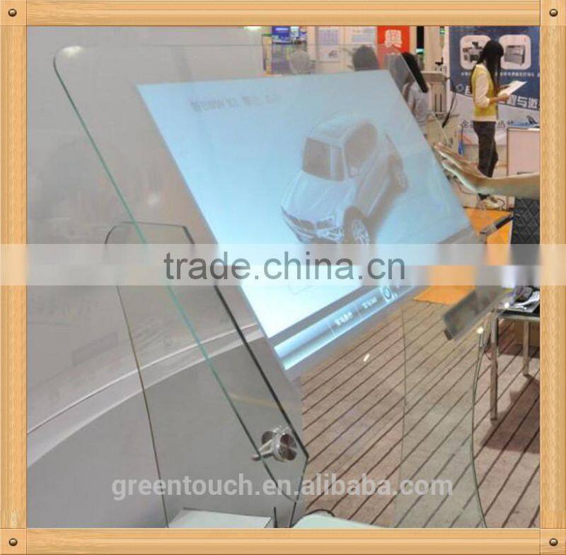 3d projector 55inch transparent touch foil with glass screen touch 10points on window shop