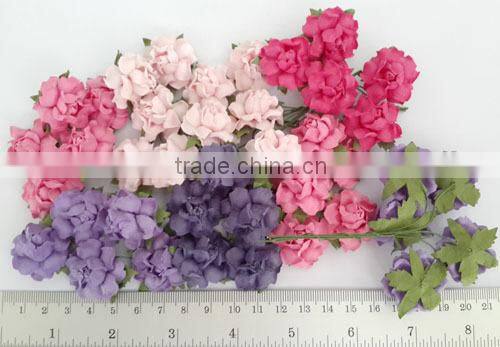 Purple Pink Chic, Small Handmade Mulberry Paper Flower, Wedding Party, Scrap-booking Crafts, Wholesale R19