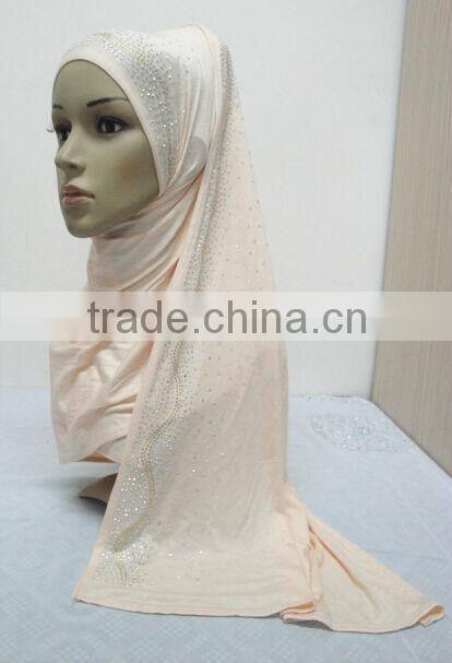 JL054 latest cotton jersey scarf with rhinestones,muslim hijab scarf
