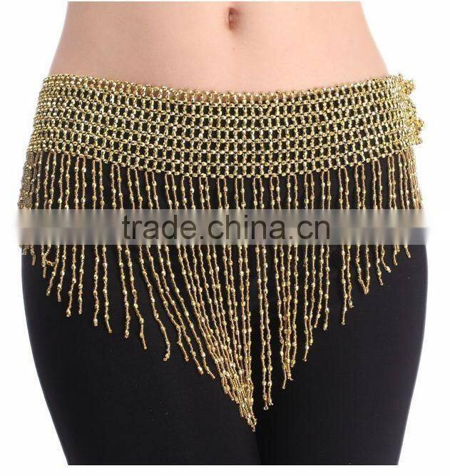 2016 Women Cheap Belly Dance Hip Scarf Gold and Silver 2 Colors Bellydance Chain Belt Egyptian Dance Wear Accessories for Sale