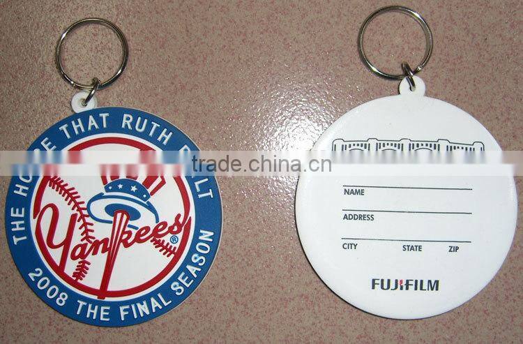 custom wholesale soft plastic key tag with metal