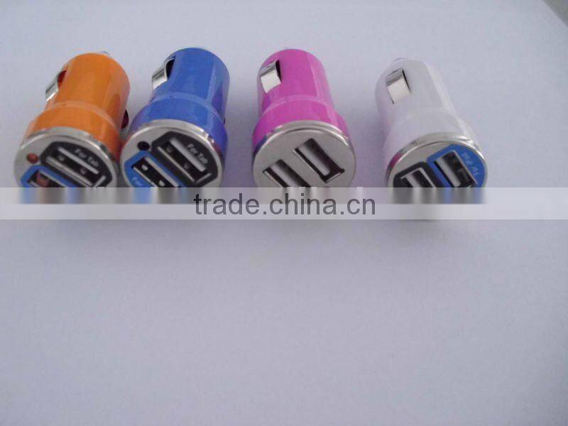 5V 2.1A+1A Mini Dual USB In Car Charger For Iphone3G 3GS 4 4S 5 Ipad Ipod